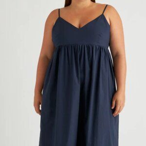 Quince 100% Organic Cotton Sleeveless Maxi Dress Navy NWT - Size M